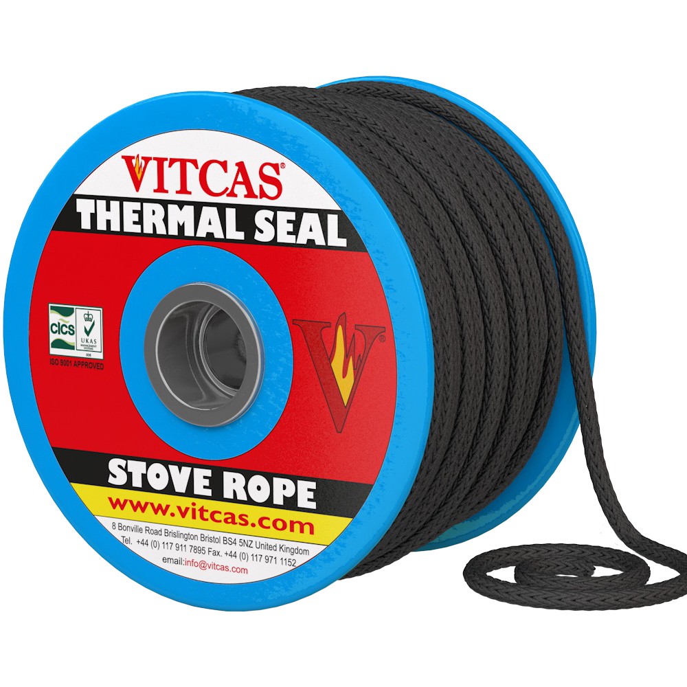 Stove Door Rope or Latch: Find the Cause of Poor Compression Black Vitcas glass fibre rope for compatible stove door seals
